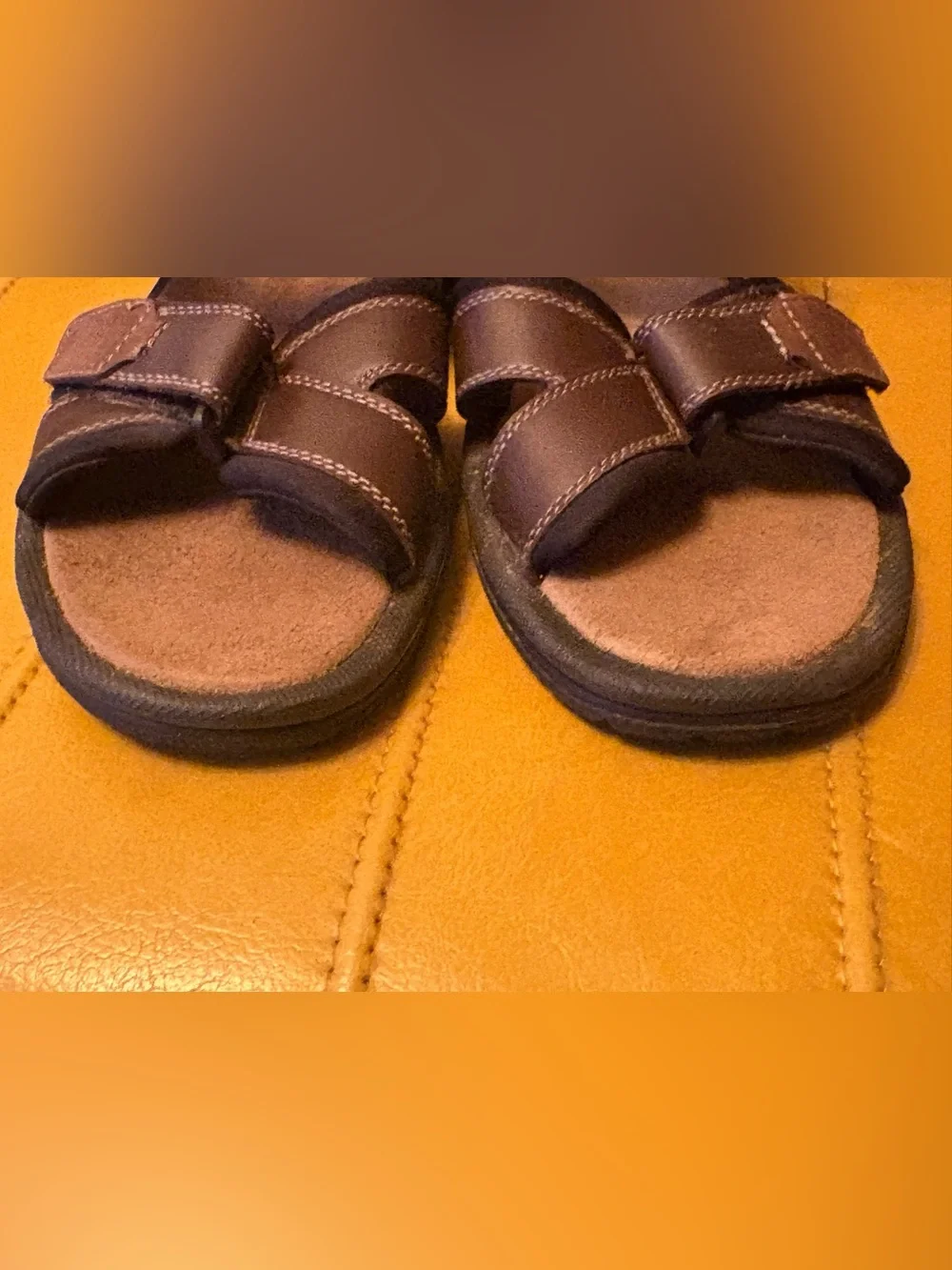 Brown Leather Velcro Sport Sandals